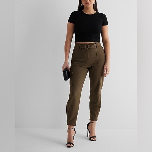 Express Super High Waisted Belted Cargo Pant - Picture 3 of 16